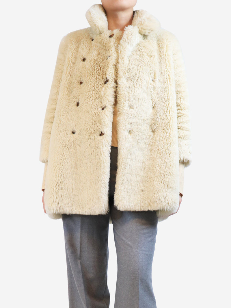 Cream Colette faux fur coat - size M Coats & Jackets Charles Anastase 