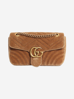 Taupe GG Marmont Matelasse velvet shoulder bag Shoulder bags Gucci 