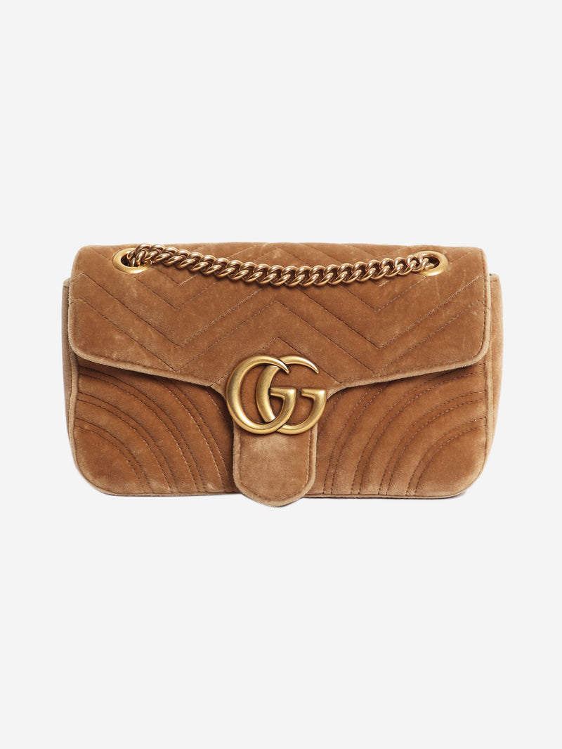 Taupe GG Marmont Matelasse velvet shoulder bag Shoulder bags Gucci 