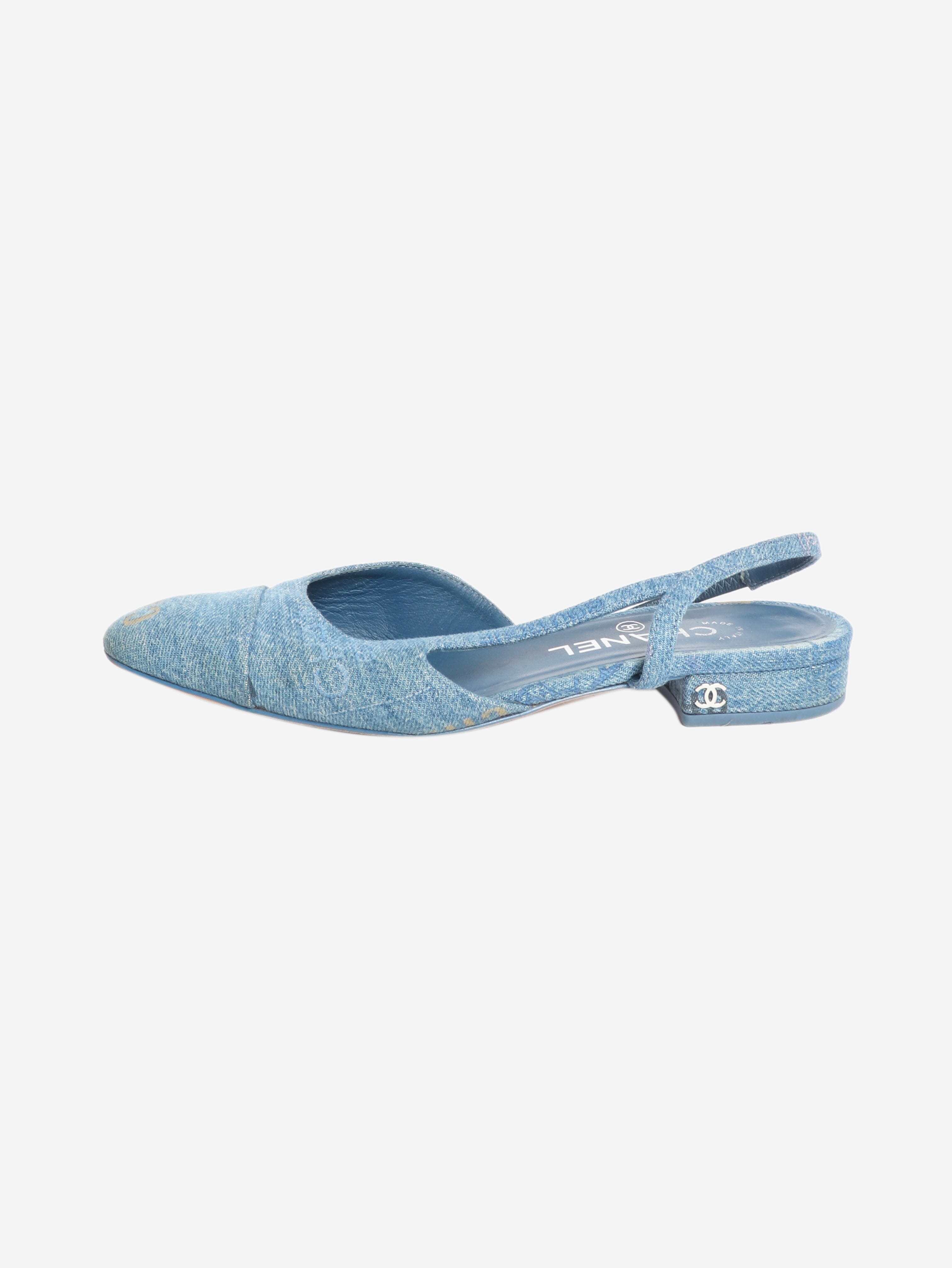 Blue denim slingback sandals - size EU 36.5 Flat Sandals Chanel 