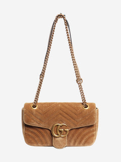 Taupe GG Marmont Matelasse velvet shoulder bag Shoulder bags Gucci 