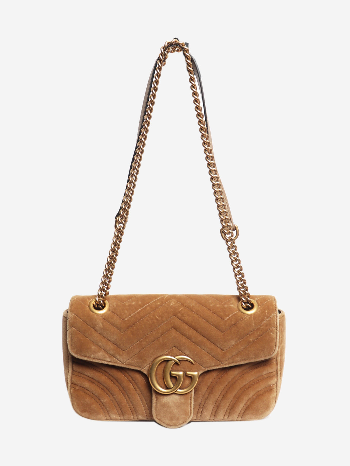 Taupe GG Marmont Matelasse velvet shoulder bag Shoulder bags Gucci 