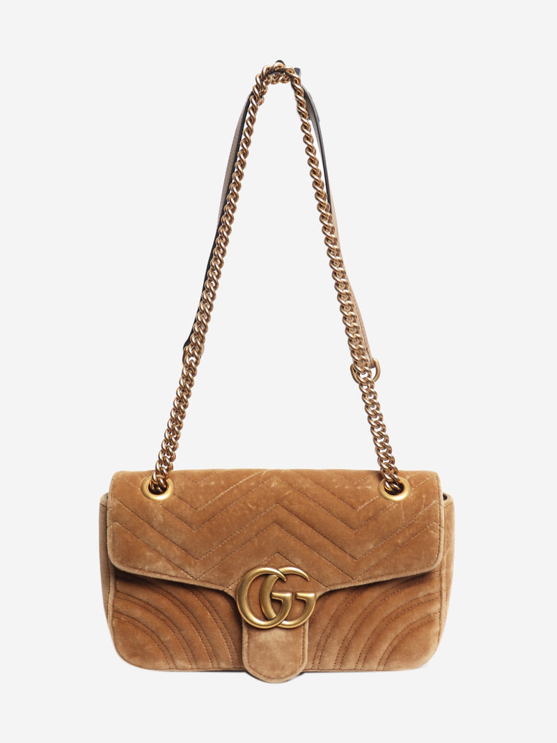 Taupe GG Marmont Matelasse velvet shoulder bag Shoulder bags Gucci 
