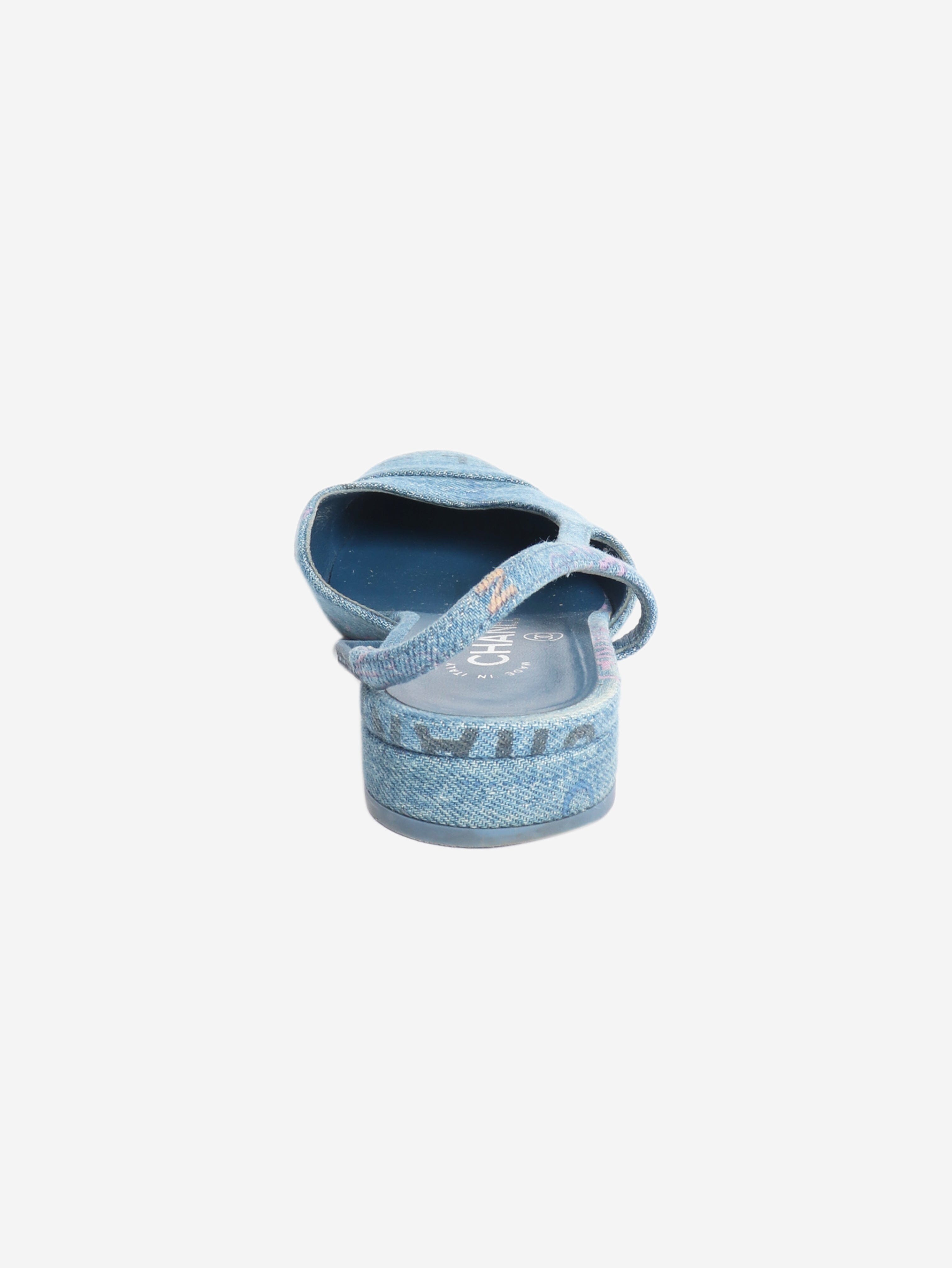 Blue denim slingback sandals - size EU 36.5 Flat Sandals Chanel 
