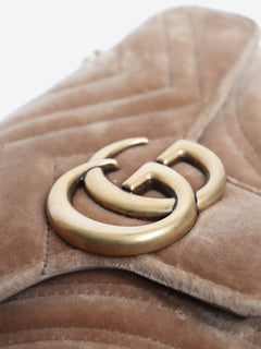 Taupe GG Marmont Matelasse velvet shoulder bag Shoulder bags Gucci 