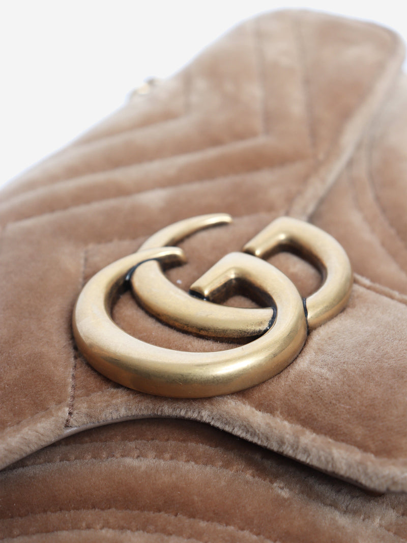 Taupe GG Marmont Matelasse velvet shoulder bag Shoulder bags Gucci 