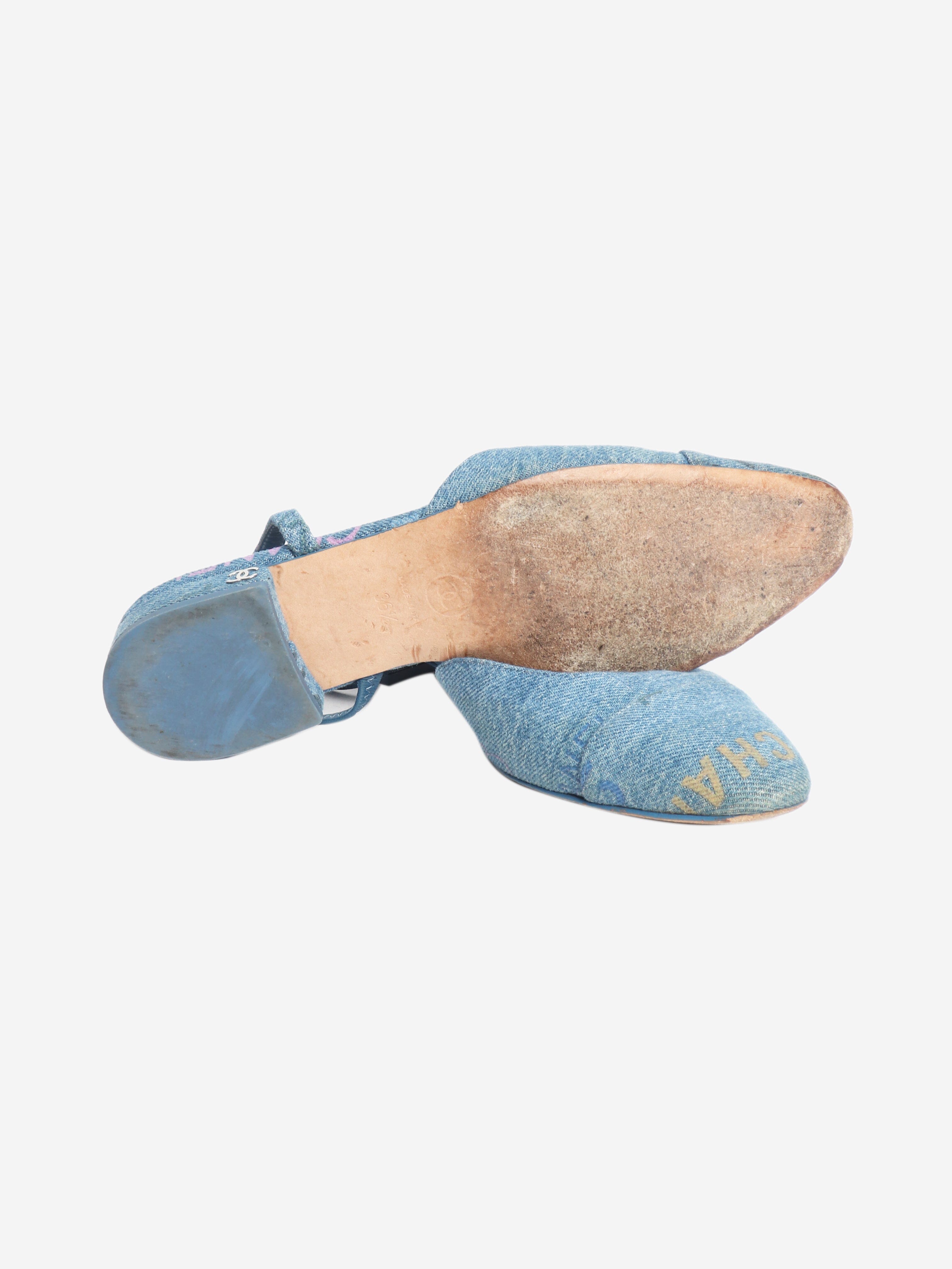 Blue denim slingback sandals - size EU 36.5 Flat Sandals Chanel 