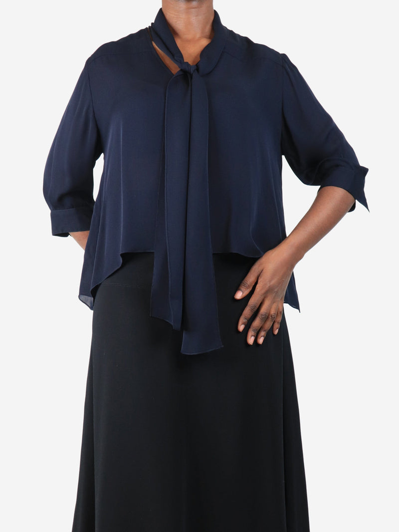 Navy blue silk blouse - size M Tops Morgane Le Fay 