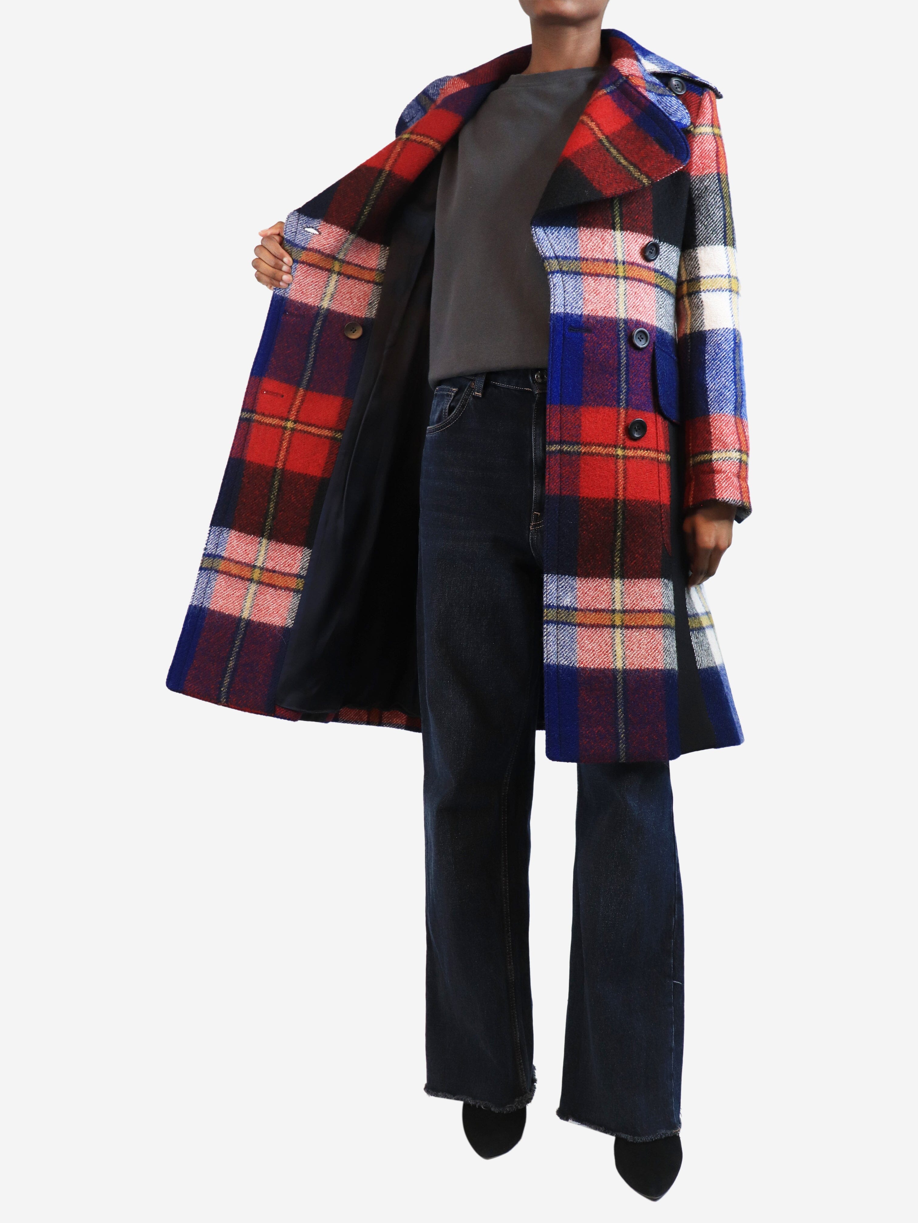Red plaid wool trench coat - size UK 6 Dresses Prada 