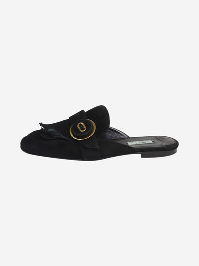 Black frilled slip on mules with buckle detail - size EU 41 Flat Shoes Prada 