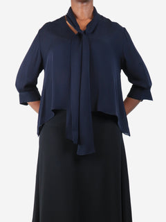Navy blue silk blouse - size M Tops Morgane Le Fay 