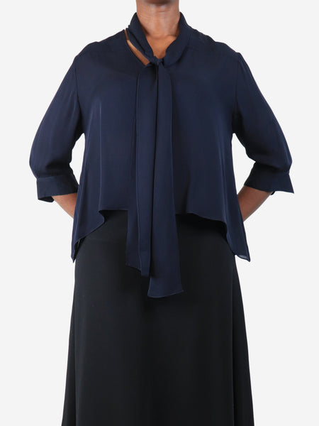 Navy blue silk blouse - size M product image