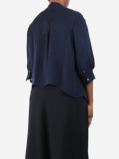 Navy blue silk blouse - size M Tops Morgane Le Fay 