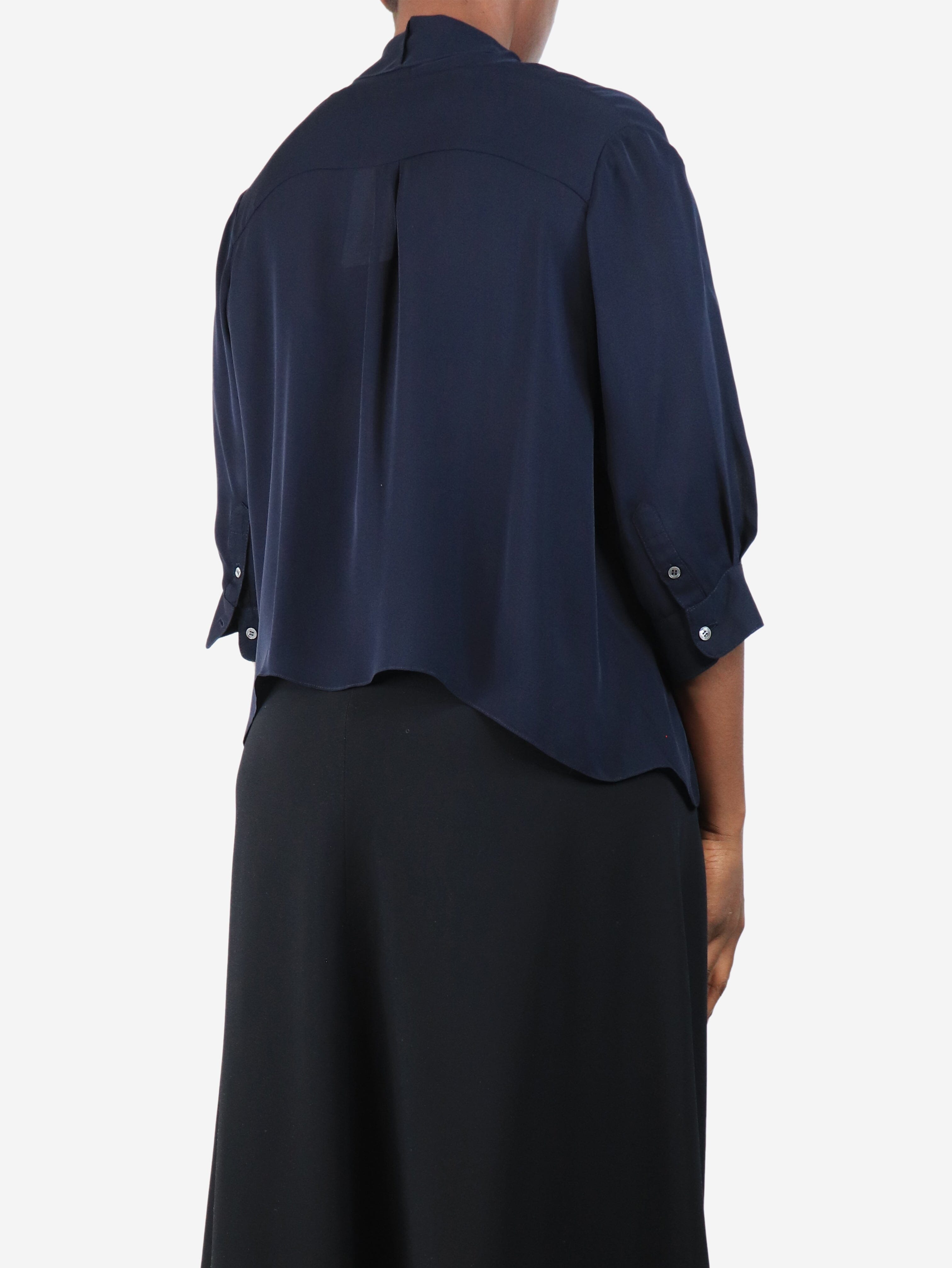 Navy blue silk blouse - size M Tops Morgane Le Fay 