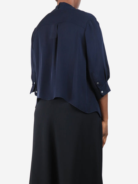 Navy blue silk blouse - size M alternate image
