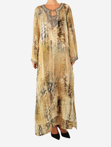 Neutral embellished reptile midi dress - size L Dresses Taj by Sabrina Crippa 