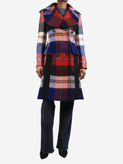 Red plaid wool trench coat - size UK 6 Dresses Prada 