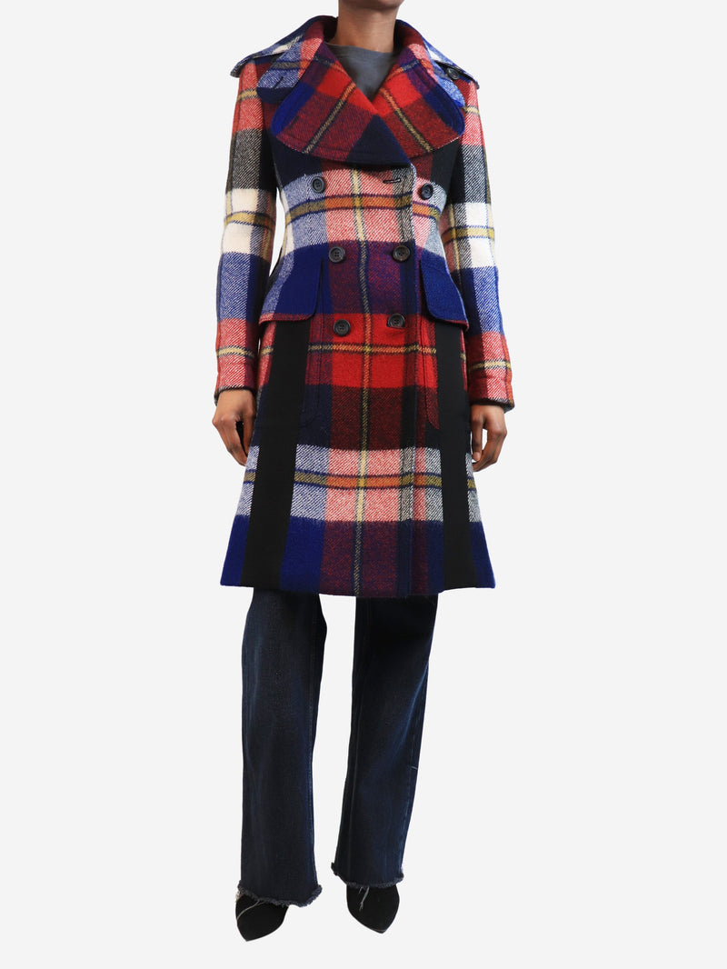 Red plaid wool trench coat - size UK 6 Dresses Prada 