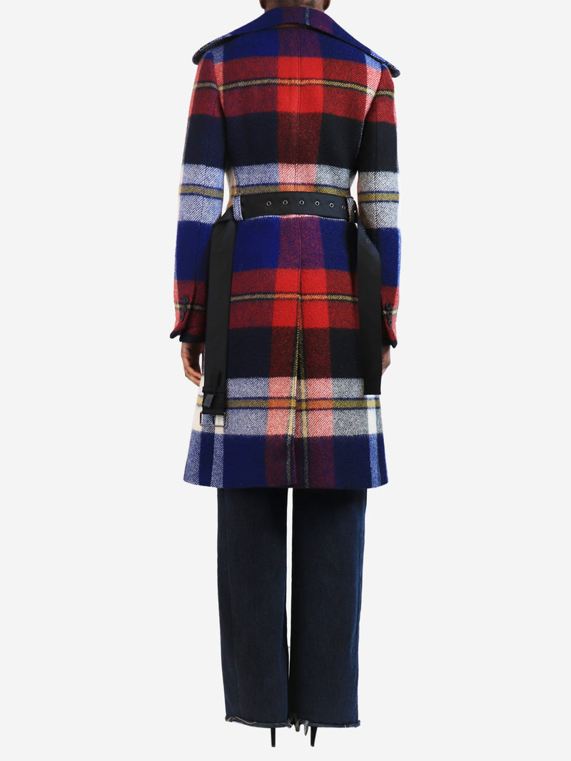Red plaid wool trench coat - size UK 6 Dresses Prada 