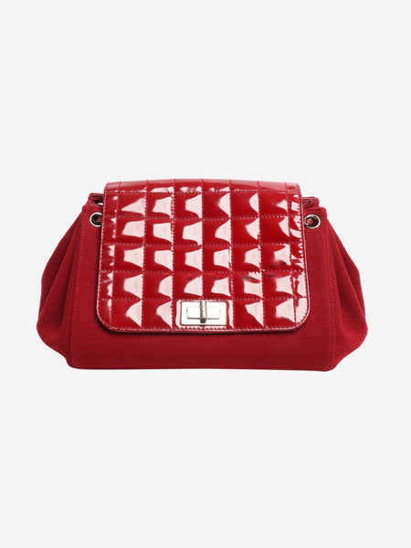 Vintage Red quilted accordion flap shoulder bag product image
