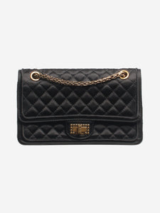 Chanel Black 2009 2.55 satin quilted shoulder bag