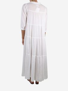 Honorine White cotton tie-neck midi dress - size S