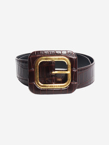 Brown croc-embossed leather belt Belts Tom Ford 