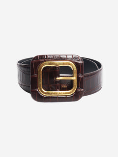 Brown croc-embossed leather belt Belts Tom Ford 