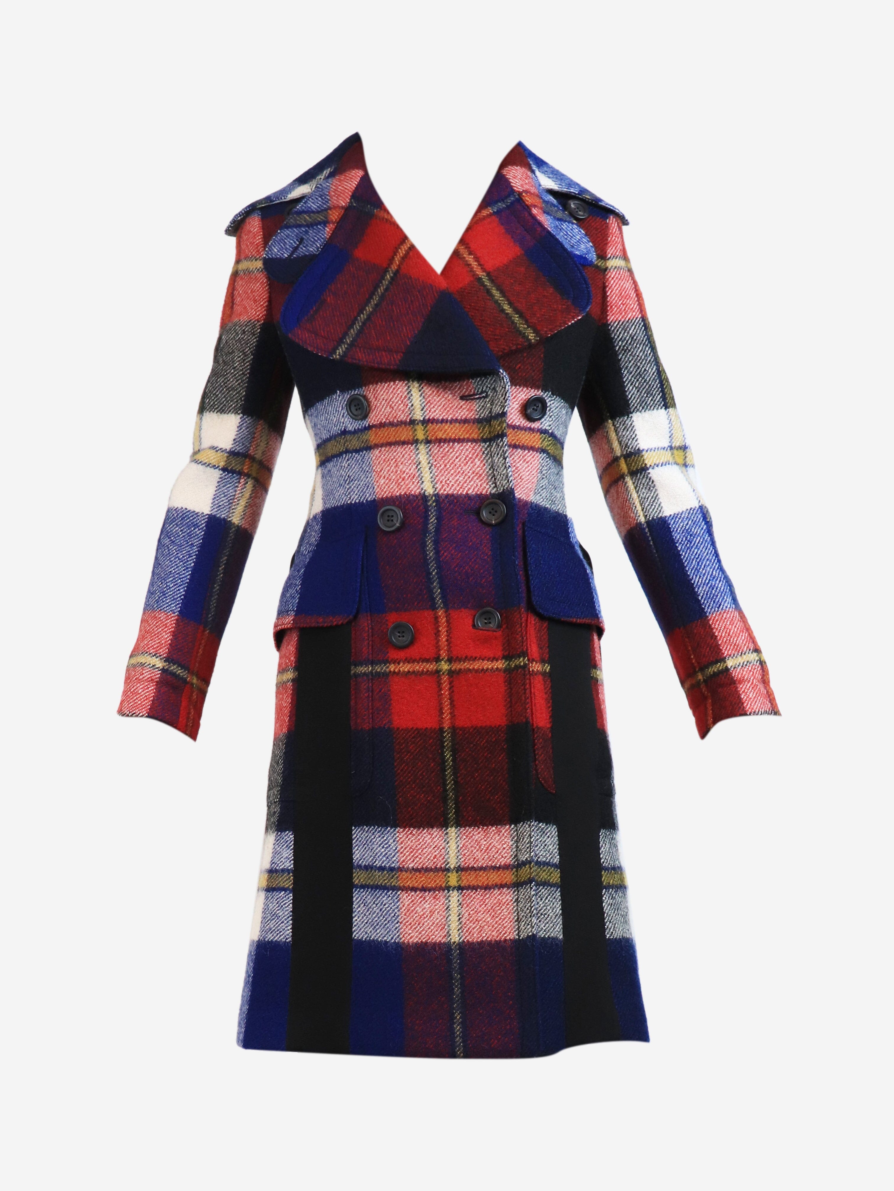 Red plaid wool trench coat - size UK 6 Dresses Prada 