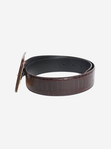 Brown croc-embossed leather belt Belts Tom Ford 