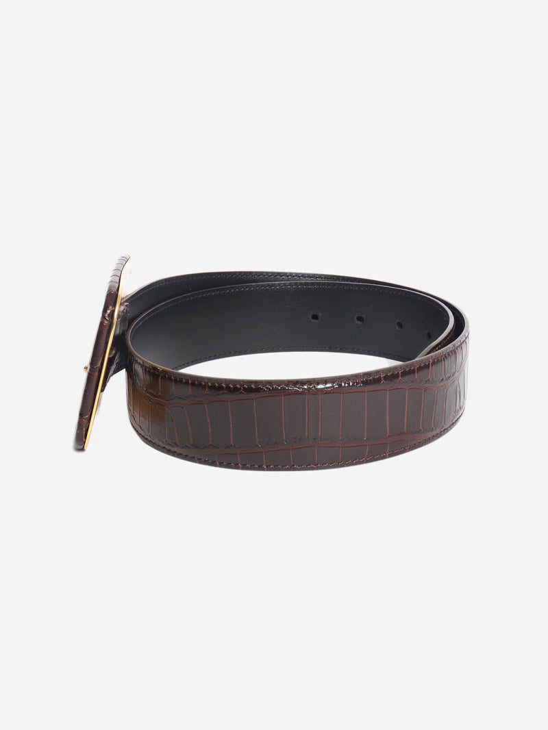 Brown croc-embossed leather belt Belts Tom Ford 