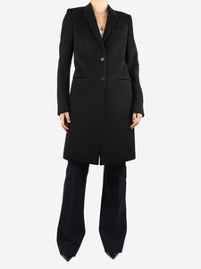 Joseph Black single-breasted wool coat - size UK 14