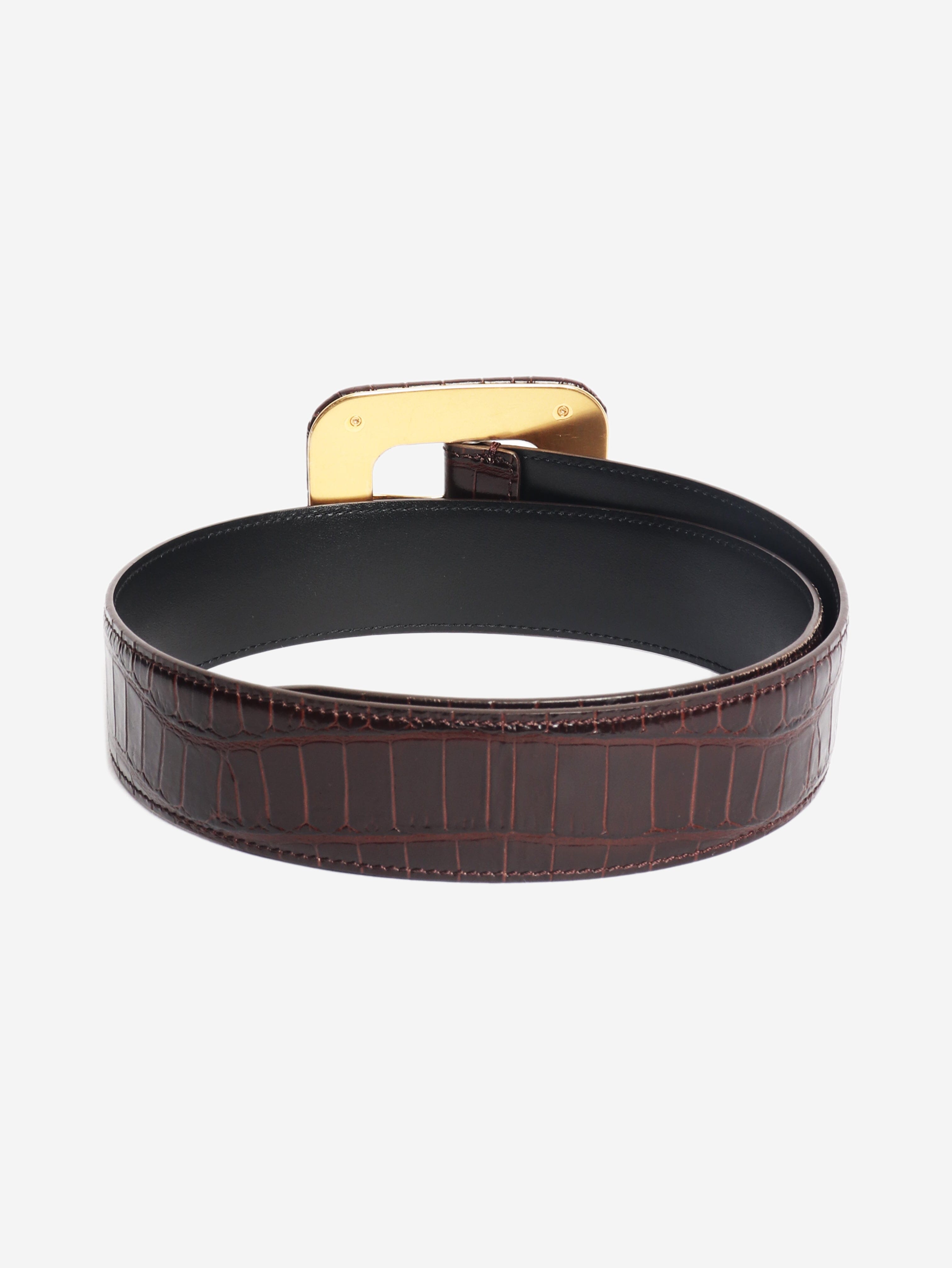 Brown croc-embossed leather belt Belts Tom Ford 