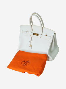 Hermes White 2007 Birkin 35 Bag in Clemence leather