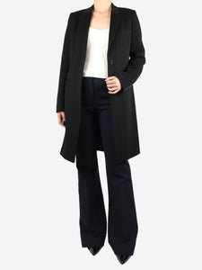 Joseph Black single-breasted wool coat - size UK 14