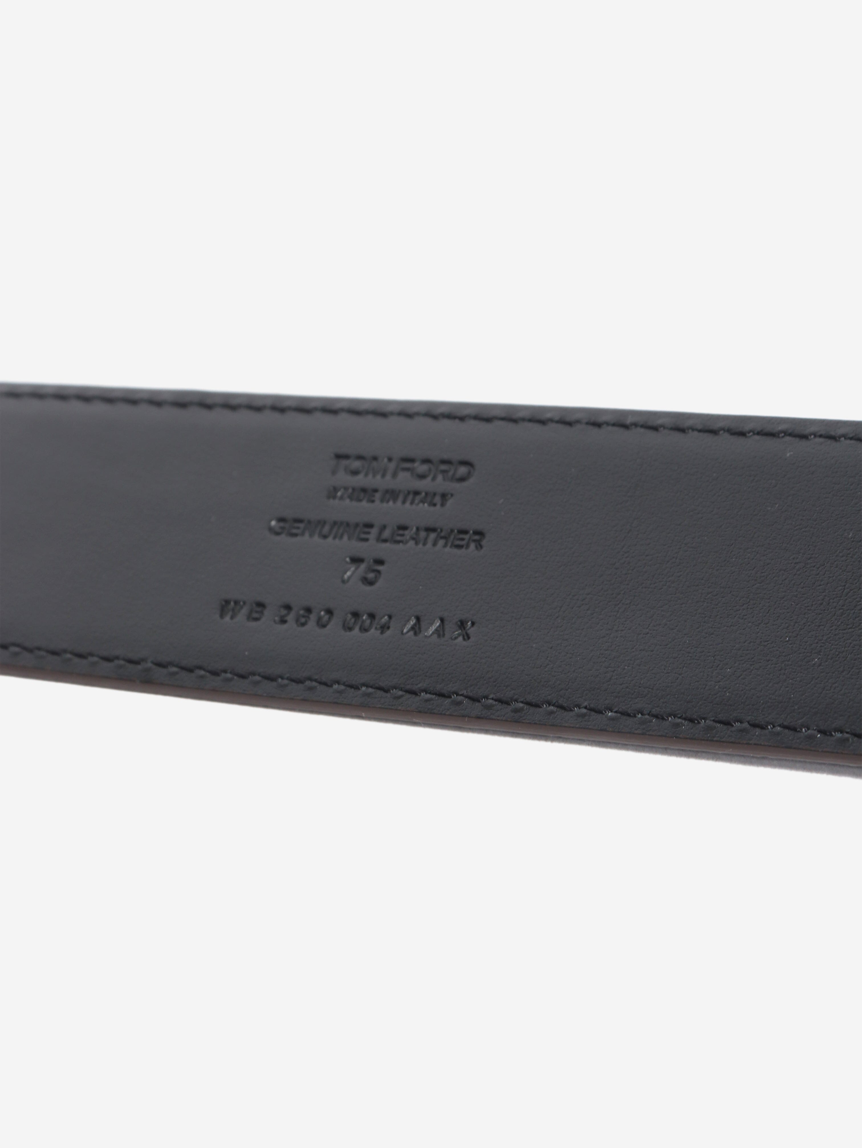 Brown croc-embossed leather belt Belts Tom Ford 