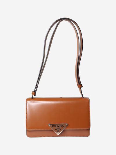 Brown Emblème triangle-logo leather shoulder bag Shoulder bags Prada 