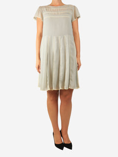 Grey chiffon lace-trim dress - size UK 10 Dresses Red Valentino 