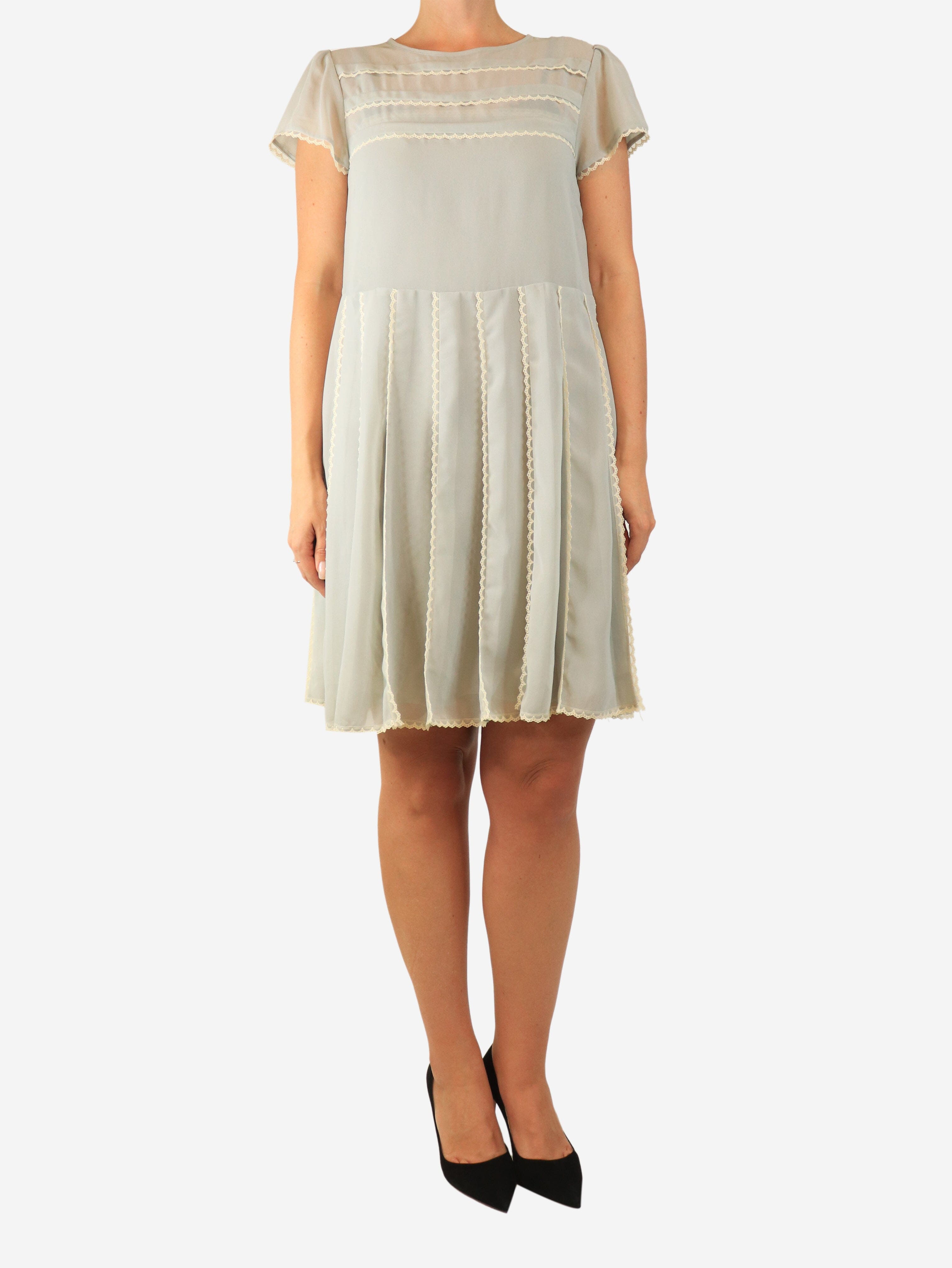 Grey chiffon lace-trim dress - size UK 10 Dresses Red Valentino 