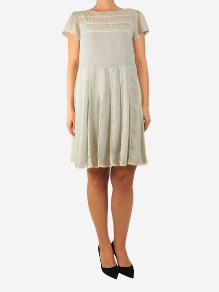 Grey chiffon lace-trim dress - size UK 10 product image