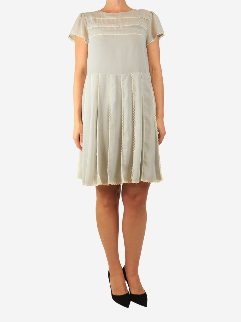 Grey chiffon lace-trim dress - size UK 10 Dresses Red Valentino 