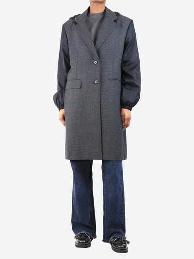 Dark grey wool coat with nylon sleeves - size UK 8 Coats & Jackets Prada 