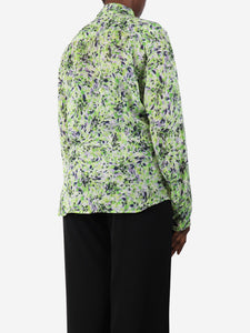 Dries Van Noten Green silk watercolour floral shirt - size UK 14
