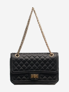 Chanel Black 2009 2.55 satin quilted shoulder bag