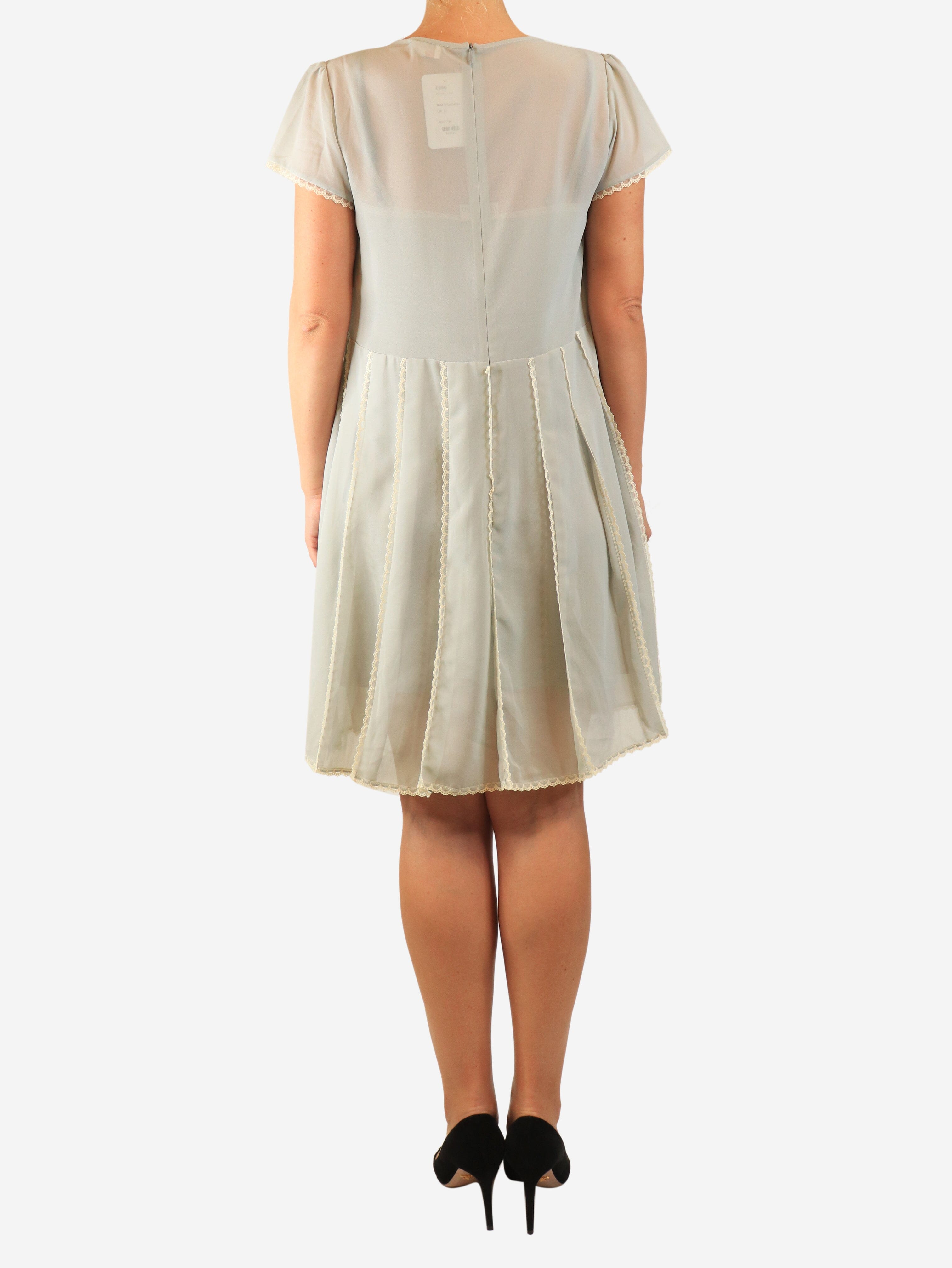Grey chiffon lace-trim dress - size UK 10 Dresses Red Valentino 