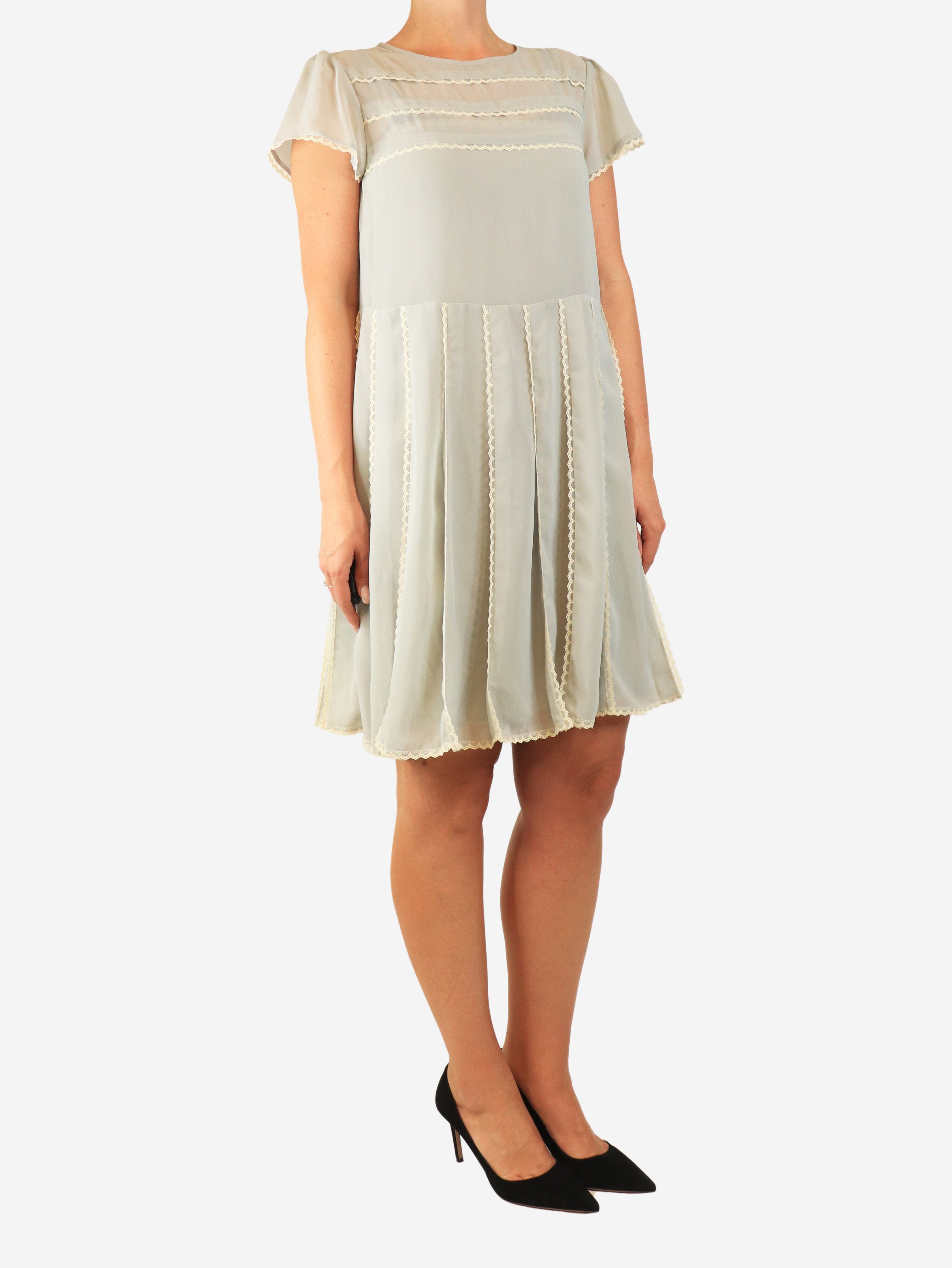 Grey chiffon lace-trim dress - size UK 10 Dresses Red Valentino 