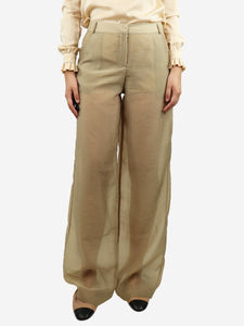 The Frankie Shop Beige Abra wide-leg sheer trousers - size M