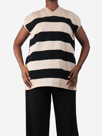 Neutral and black striped vest - size M Knitwear Sofie D'Hoore 