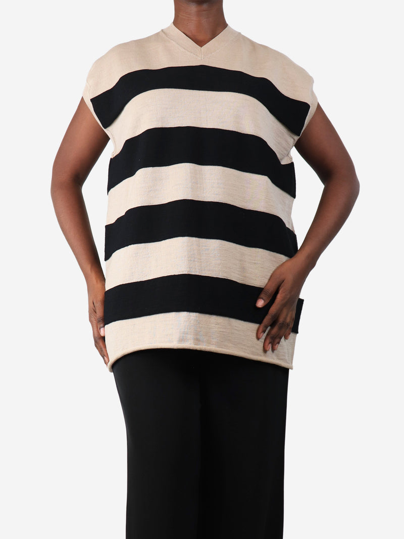 Neutral and black striped vest - size M Knitwear Sofie D'Hoore 