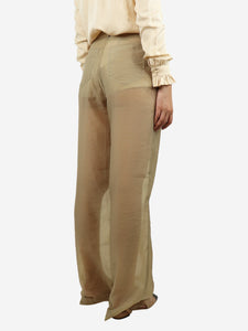 The Frankie Shop Beige Abra wide-leg sheer trousers - size M